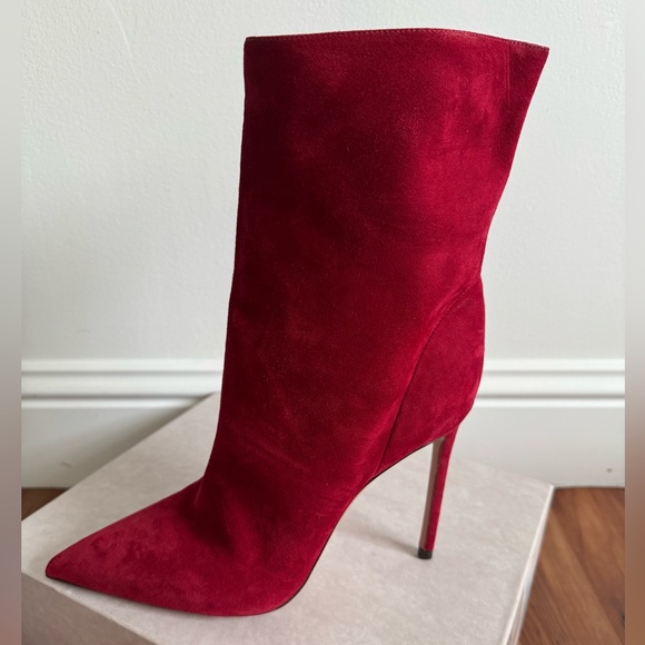 Aquazzura Women's Red Matignon Suede Stiletto Bootie Boot - Picture 6 of 9